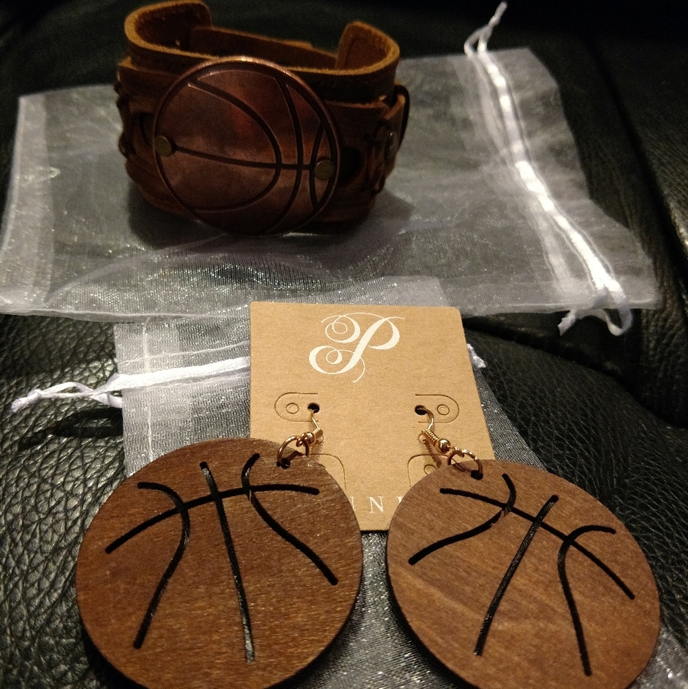Plunder Basketball Cuff and Earrings set